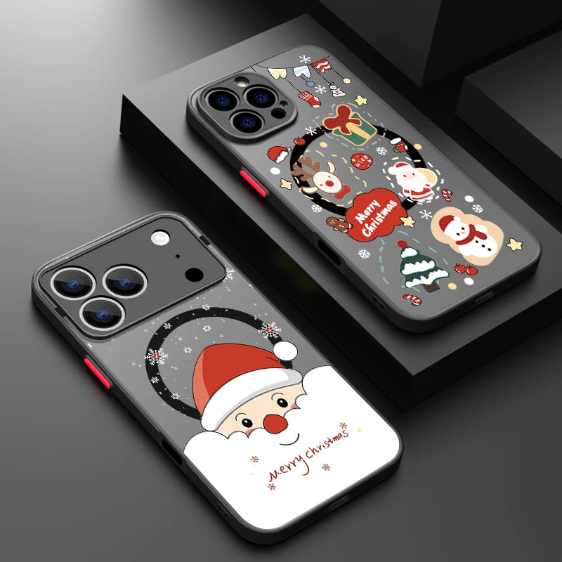 Magnetic Christmas Tree Phone Case For iPhone Air 17 16 15 Pro Max 13 12 Pro 14 Plus 11 For Magsafe Wireless Charge Hard Cover