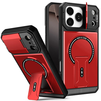 Military Armor Flip Camera Protect Phone Case For iPhone 17 12 13 16 Pro Max 14 15 Plus 16E 17 Air For Magnetic Fold Stand Cover