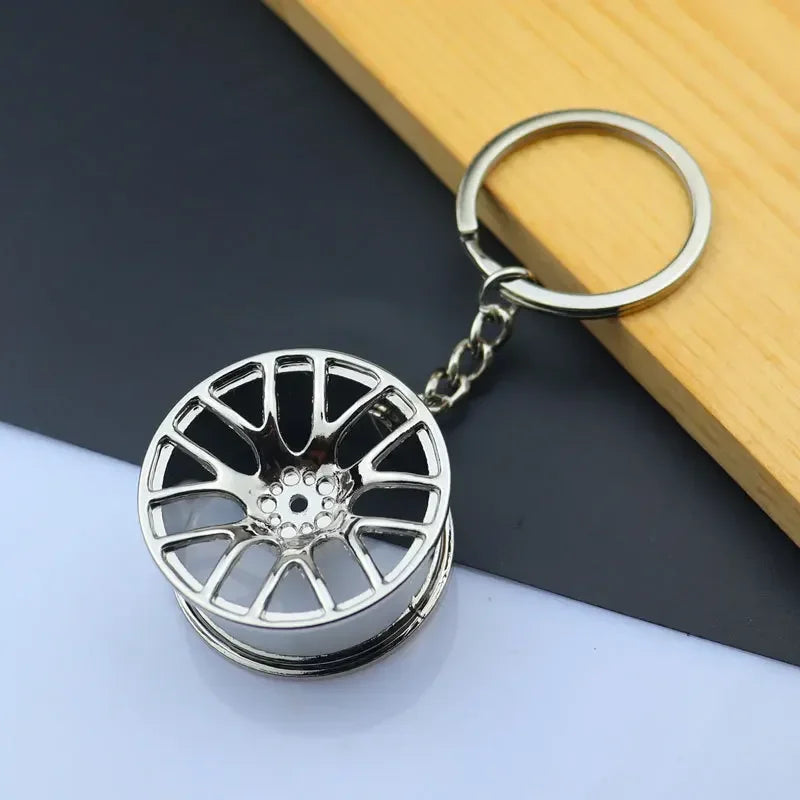 Creative Mini Auto Parts Car Wheel Keychain Auto Enthusiast Metal Keyring Accessories Key Ring Chain for Men Woman Lover Gift