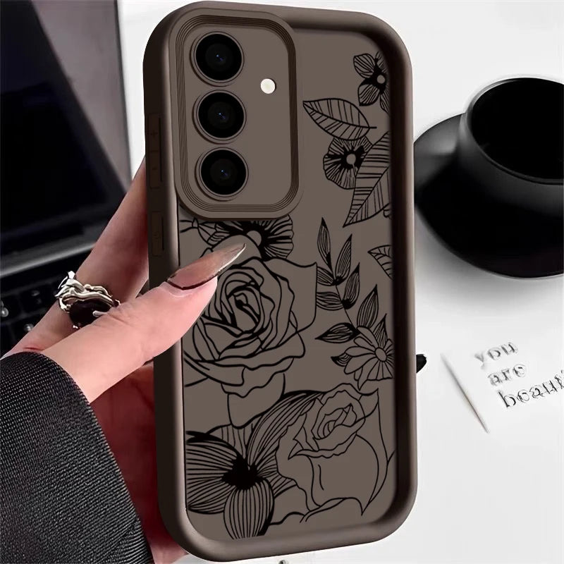 Flowers Soft Case For Samsung Galaxy S25 Edge FE S24 S23 S22 Ultra A17 A56 A36 A26 A16 A54 A15 5G A55 A25 Silicone Phone Cover