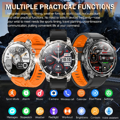 2026 New GPS Outdoor Sports Smartwatch Men AMOLED Screen NFC Flashlight Heart rate Waterproof Bluetooth Call 1000mAh Smartwatch