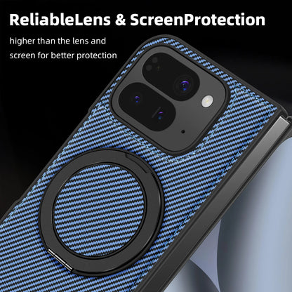 For Google Pixel 10 Pro Fold/Pixel 9 Pro Fold Kevlar 360 Rotating Magnetic Ring Wireless Charging Phone Case Protective Cover
