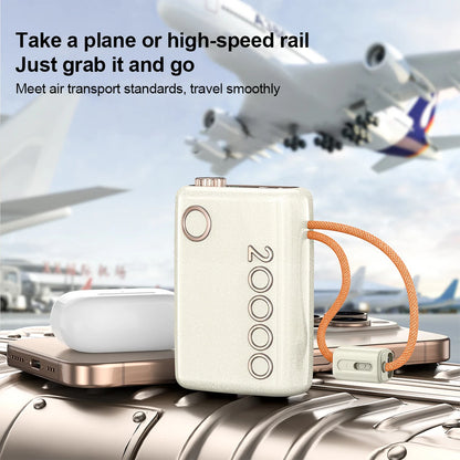 20000mAh 66W Fast Charging Power Bank Built in Cable Hanging Portable Large Capacity