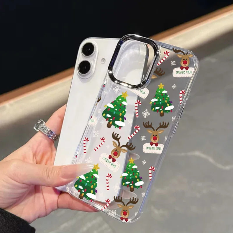 Cute Christmas Santa Claus Tree Elk Phone Case For IPhone 11 12 Pro Max X XS MAX XR 6 6S 7 8 Plus 17 Air 16 15 Casing Soft Cover