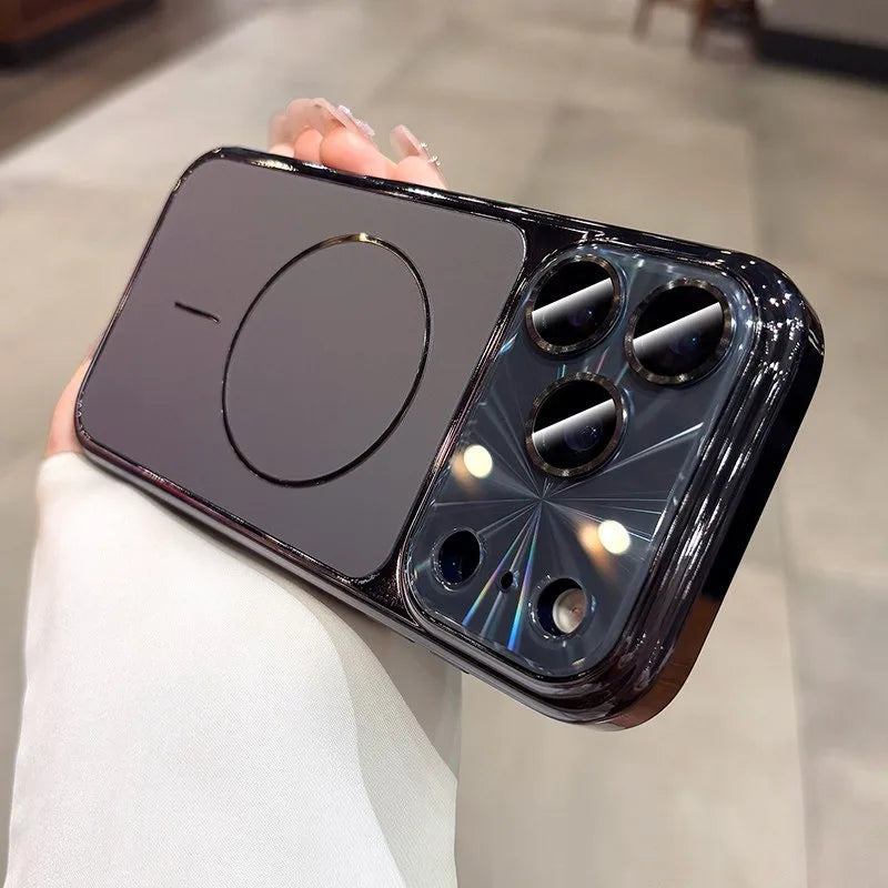 For iPhone 17 Pro Max Magsafe Case AG Matte Back Plating Bumper Cover for iPhone 13 14 15 16 Pro Max 17Pro Laser Pattern Cases