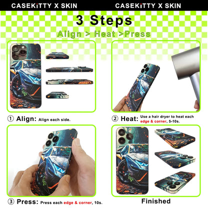 CASEKiTTY Skin Wrap Sticker Back Film For iPhone 15 Pro Max 14 Plus 13 12 Mini Protective Decal Side Frame Back Screen Protector