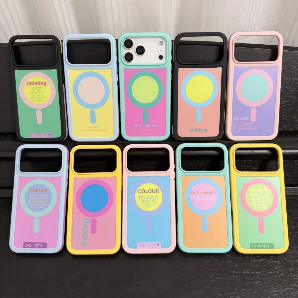 17 ProMax Creative Color Dopamine Magnetic Phone Case For iPhone 17 Air 16 15 14 Pro Max 13 Magsafe Shockproof Protective Cover