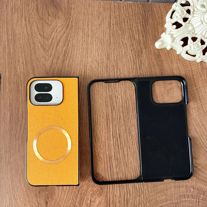 For Google Pixel 10 Pro Fold Case Magnetic PU Leather Lichee Pattern +PC Anti-slip Ultra Thin Cover for Google Pixel 10 Pro Fold