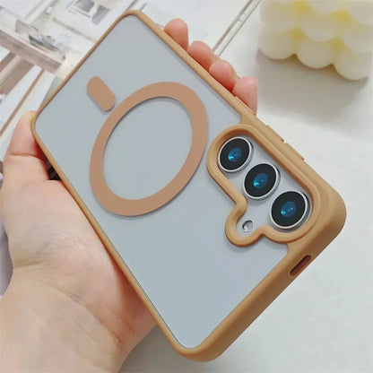 New Frosted Magnetic Case For Samsung Galaxy S25 Edge S25 S24 S23 FE S22 Plus Ultra For Magsafe Wireless Charger Protector Cover