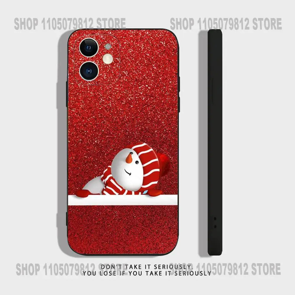 New Year Gift Cartoon Christmas Silicone Phone Case For iPhone 17 16,15,14,13,12,11,Pro,XS,Max,XR,Plus,Mini Silicone Shockproof