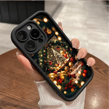 Christmas Tree Gift Snowy Town Landscape Phone Case for iPhone 17 16 15 Pro Max 14 13 12 11 MAX Plus Soft Cover