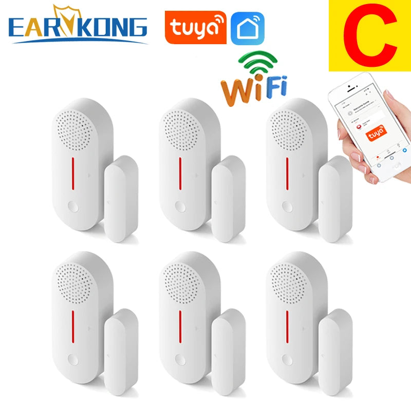 WiFi Door Window Sensor WiFi Security Alarm Door Open Closed Detectors Sound 0-100dB APP Remote Control Timing Arm & Disarm