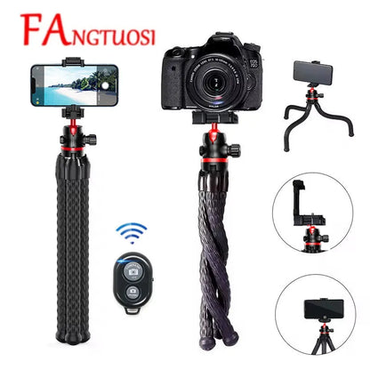 FANGTUOSI 2025 Flexible Octopus Tripod for Phone Camera DSLR 2in1 Design With big light Phone Holder Side Cold Shoe 1/4'' Screw