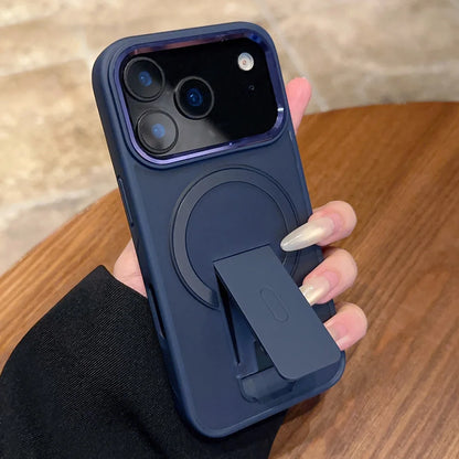 Luxury For Magsafe Phone Case For iPhone 17 Air Pro Max Magnetic Wireless Charge Folding Stand Holder Matte Cover