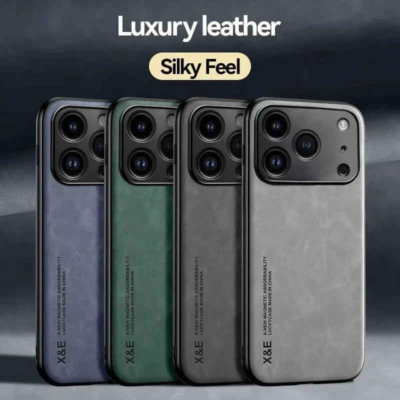 Luxury Leather Phone Case For iPhone 17 16 15 14 11 13 12 Pro Max 17 Air 16e 13 Mini Shockproof Cover For iPhone 15 14 16 Plus
