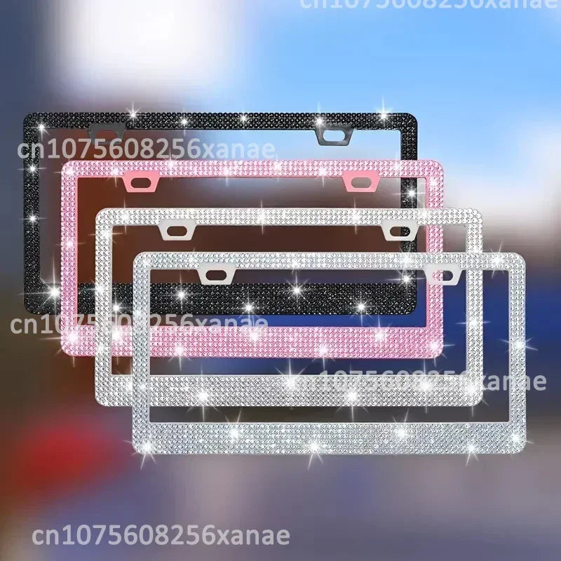 NEW Bling Crystal Car License Plate Frame Women Rhinestone License Plate Frame Cover Holder Car Accessories with Screw 31*16cm