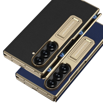 Phone Case For Samsung Galaxy Z TriFold Magnetic Leather Hinge Flip Cover TriFold PC Frame Kickstand Bracket 9H Glass Protector