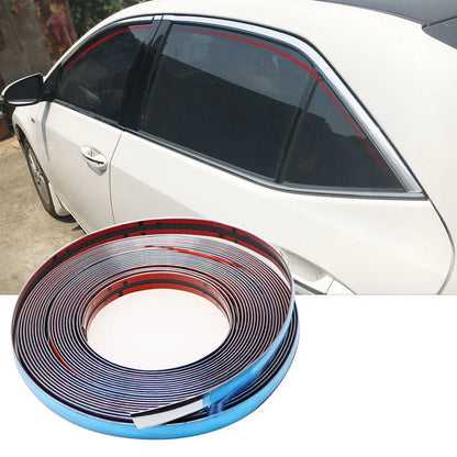 Blue Film Car Window Chrome Bright Strip Front Bumper Anti-Collision Strip Body Frame Body Modification Medium Mesh Trim Strip