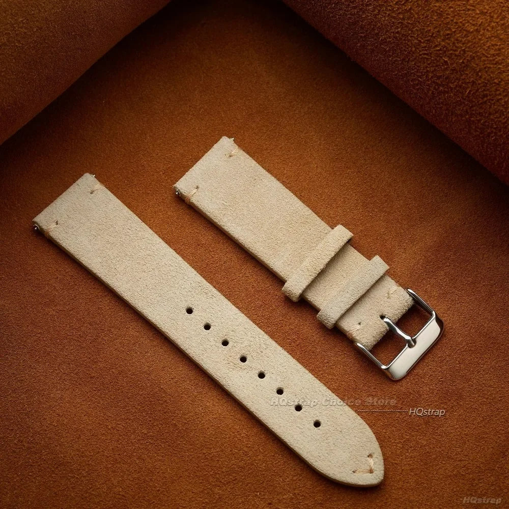 Quick Release Soft Suede Strap 22mm 18mm 20mm for Samsung Watch6 5/4/3 Calfskin Bracelet for Women Men Wristband Hand Sewn Band