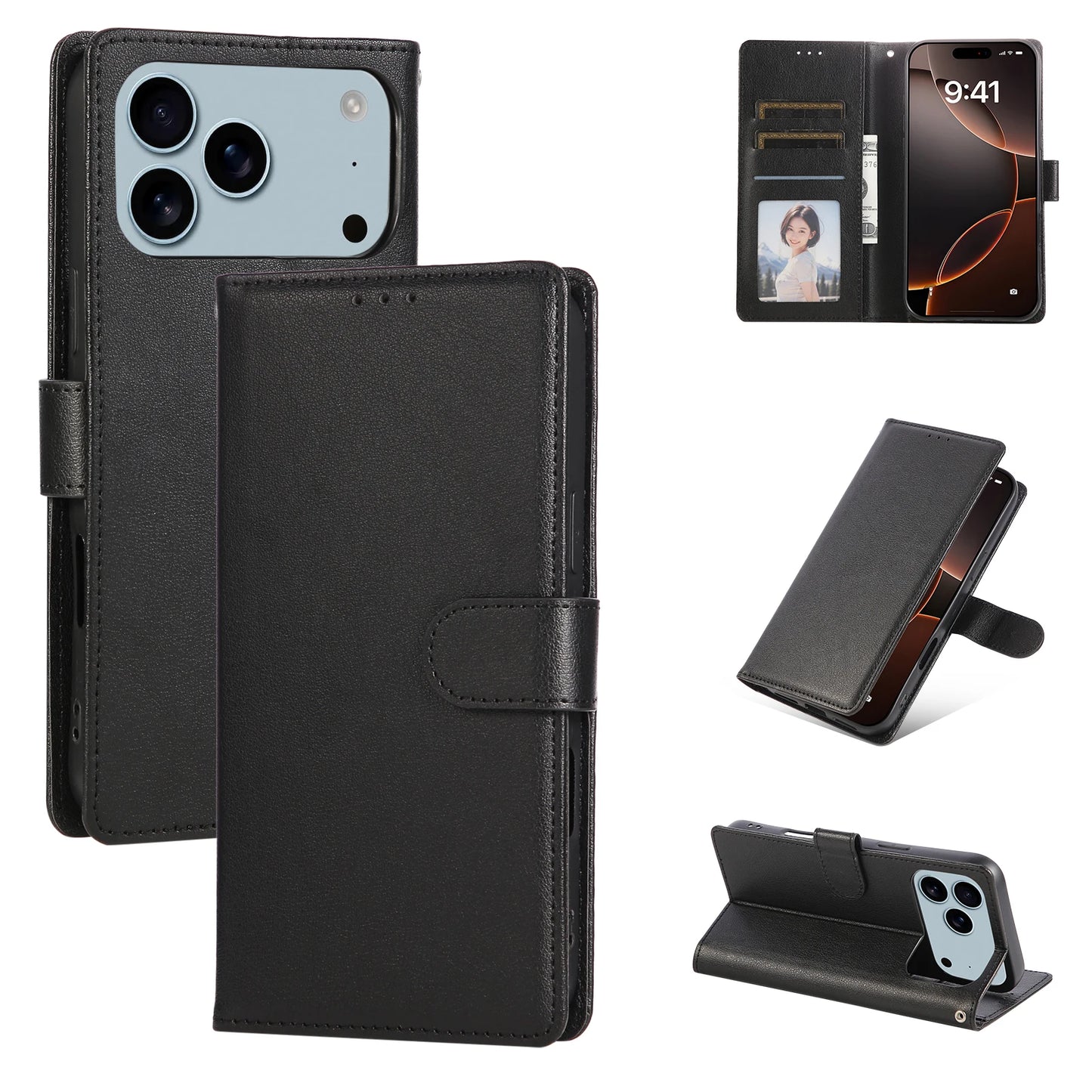 PU Leather Wallet Phone Case For iPhone 17 Pro Max  17 Pro 17 Air 17 16 15 14 Flip Cover Protective Magnetic With Picture Frame