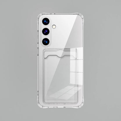 Transparent Card Slot Silicone Case For Samsung Galaxy S26 S25 Edge S24 S23 S22 S21 Plus Note 20 Ultra S20 FE Protection Cover