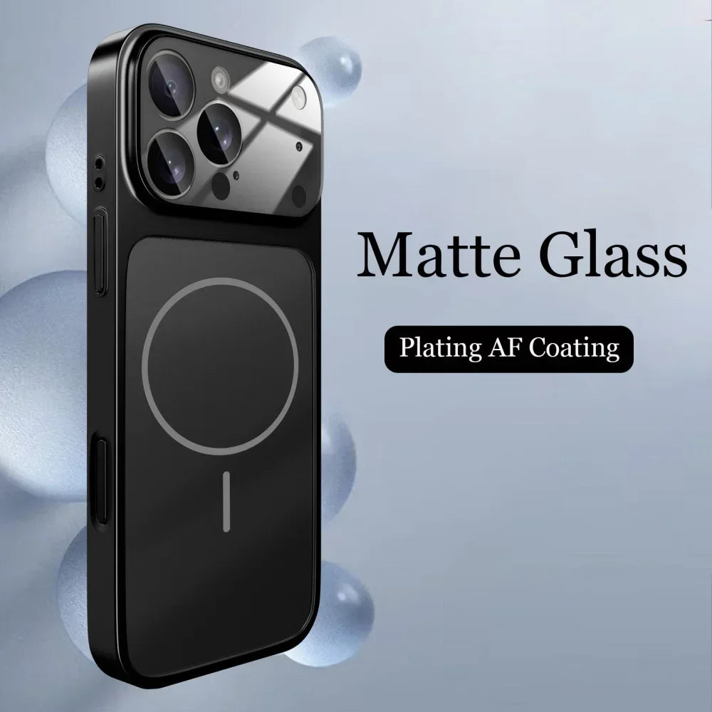 Glass Nano Matte Case For iPhone 17 Pro Max 17Air 17Pro 16 15 14 13 Pro Max Cover Magnetic Wireless Charge Armor Funda
