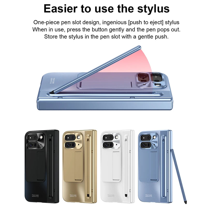 For Google Pixel 10 9 Pro Fold Case With Hinge Protection & Stylus Pen & Foldable Bracket & Screen Protector Phone Cover Shell