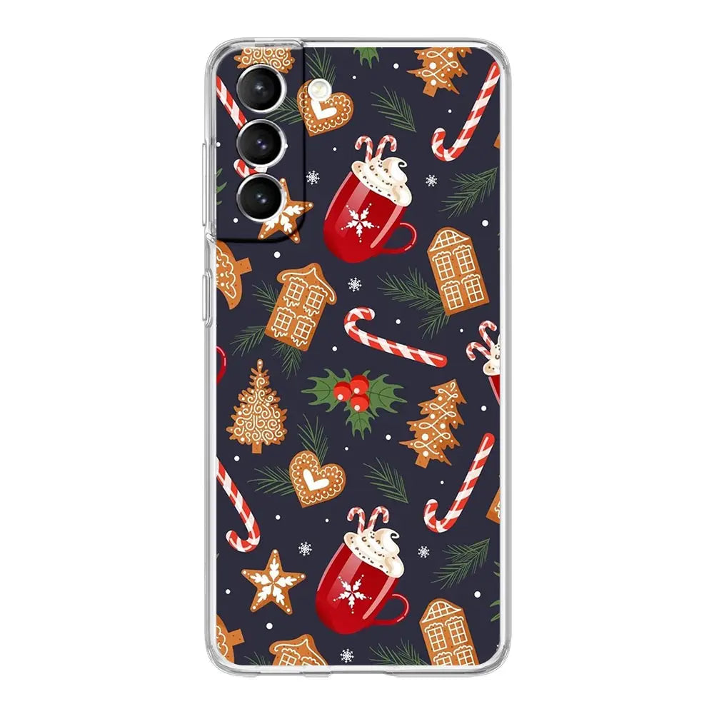 Phone Case For Samsung Galaxy S25 Edge S24 Plus S23 FE S22 S21 S20 Ultra 5G S10 Soft Clear Cover Cartoon Christmas
