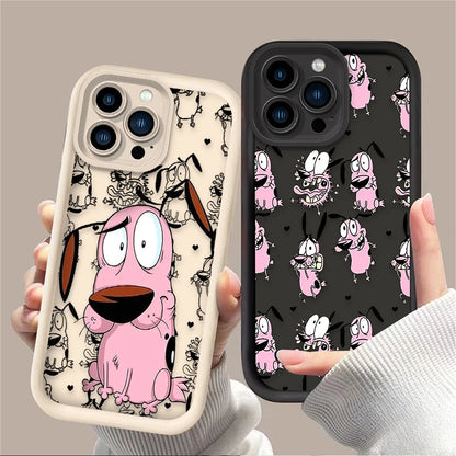 Courages Cowardly Dog Phone Case For iPhone 16 15 14 13 12 11 Pro Max X XS X S Max XR SE 2020 7 8 Plus Soft Silicone Back Funda
