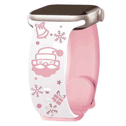 New design Christmas Band for Apple Watch Ultra 3/2/1/ Series 11/10/9/8/7/6/5/SE Engraved silicone 40/41/42/44/45/46/49mm strap