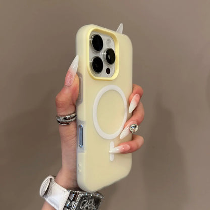 Luxury Candy Color 2 IN 1 Magsafe Case for iPhone 17 16 15 14 Plus 13 12 Pro Max 11 Magnetic Wireless Charge Matte Soft Cover