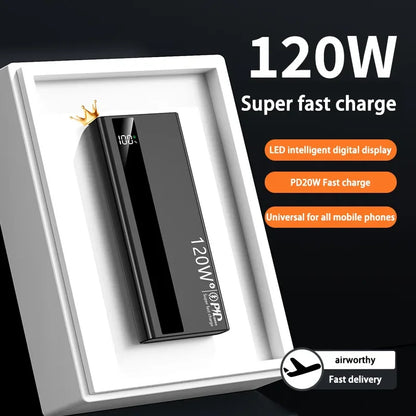 120W 200000mAh Power Bank High Capacity Super Fast Charging Power Bank Portable Battery Charger For Huawei iPhone Samsung Xiaomi