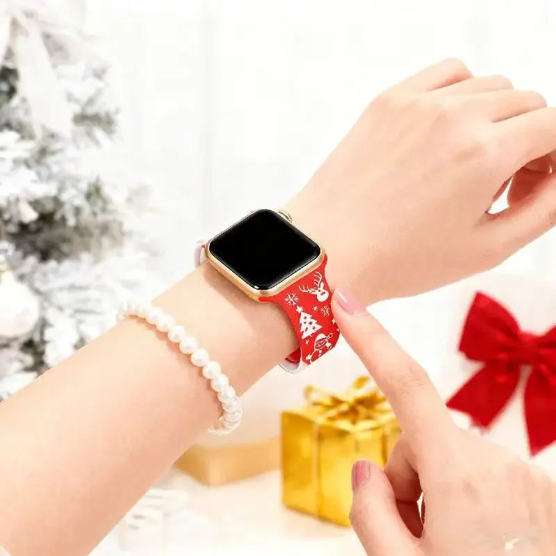 Christmas Band for Apple Watch Ultra 3/2/1/ Series 11/10/9/8/7/6/5/SE New design Engraved silicone 40/41/42/44/45/46/49mm strap