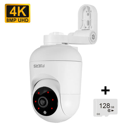 FUERS 4K 8MP WiFi IP Camera With Adjustable Bracket Tuya Smart Home Security Wireless Surveillance Camera Baby Monitor Mini Cam