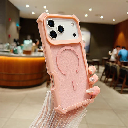 Shockproof Glitter Clear Magnetic Armor Case for iPhone 17 Air 16 15 14 Plus 13 11 12 Pro Max for Magsafe Transparent Back Cover