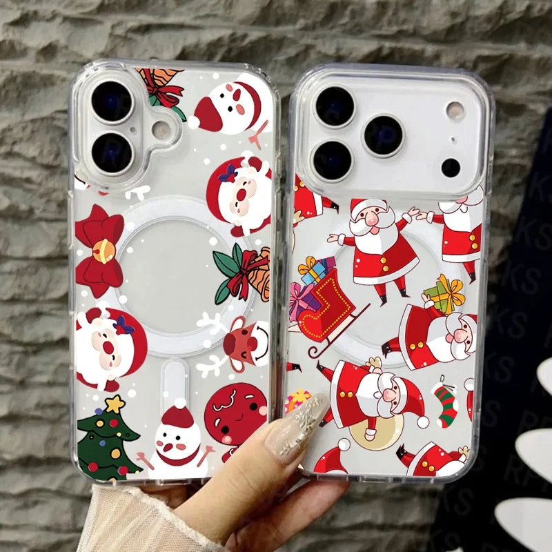 Christmas Santa Claus Magnetic Magsafe Phone Case For Samsung Galaxy S22 S23 S24 S25 FE Plus Ultra Edge Z Flip 3 4 5 6 7 Casing