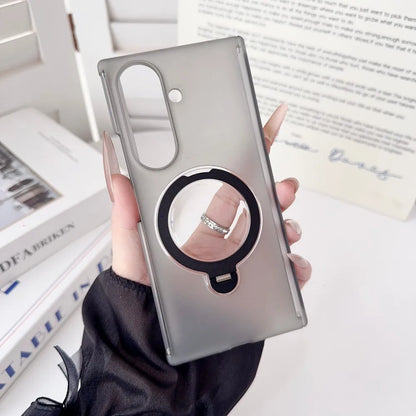 For Samsung Galaxy Z TriFold Case Hard PC Transparent Double middle hinge Ring Stand Protective Back Cover For Z TriFold Shell