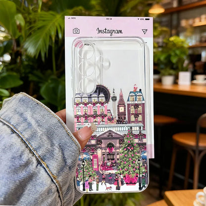 For Samsung Galaxy S25 Cute Winter Snow Case for Samsung S24 S23 Ultra S 25 24 Plus Christmas Tree Santa Claus Clear Phone Cover