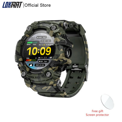 LOKMAT Rugged Sport Smart Watch ATTACK-GT Bluetooth Calls Colorful Waterproof Military Smartwatches with Flashlight for Phone