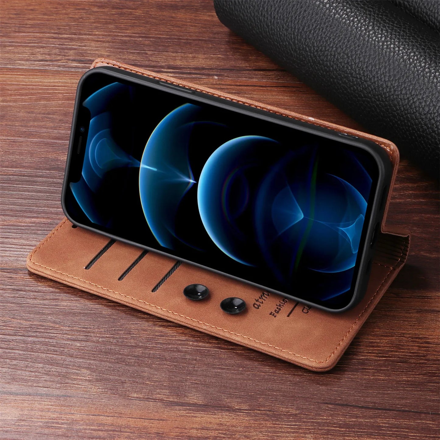 Leather Flip Case For iPhone 16 Pro 15 14 Plus 13 Pro 11 12 Pro MAX X XS XR 6 6S 7 8 Plus Holder Wallet Stand Phone Bags Cover