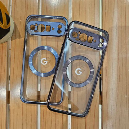 For Google Pixel 7A 8 8Pro 8A Case Transparent Electroplating Magnetic Wireless Charging For Magsafe Back Protect Cover