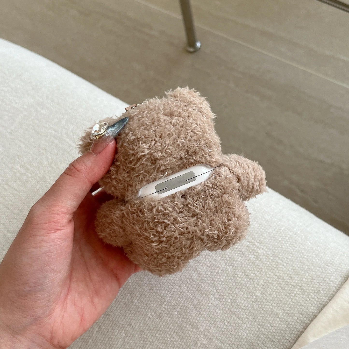Cute Cartoon Fur Bear shape Case for Airpods 4 3 2 1 Air Pods Pro2 Generation Funny Fluffy Plush Warm Women Girls Cover