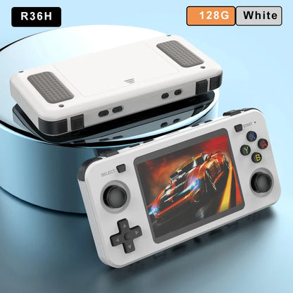 BOYHOM Green R36H Retro Video Game Console 3.5‘’ IPS Screen RK3326 3000 mAh Open Linux System Portable Player 64GB 128GB