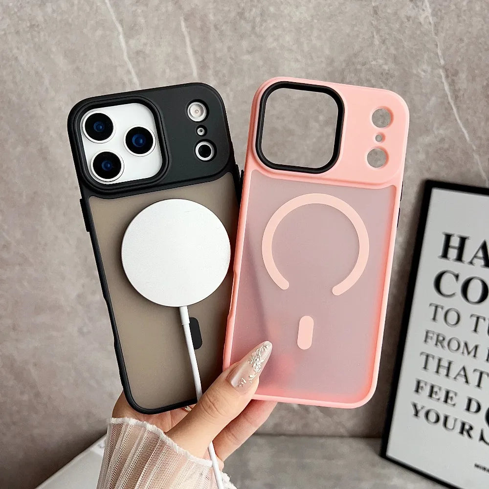 Luxury Magnetic Magsafe Wireless Charge Phone Case For iPhone 17 Pro Max 16 15 14 13 12 11 Pro Max 17 Air Shockproof Matte Cover