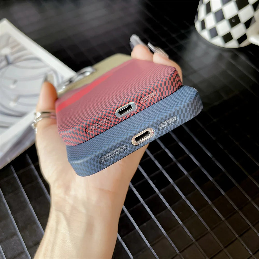 Colourful Kevlar Pattern For Magsafe Magnetic Phone Case For iPhone 16 15 11 12 13 14 Pro Max Luxury Wireless Charge Matte Cover