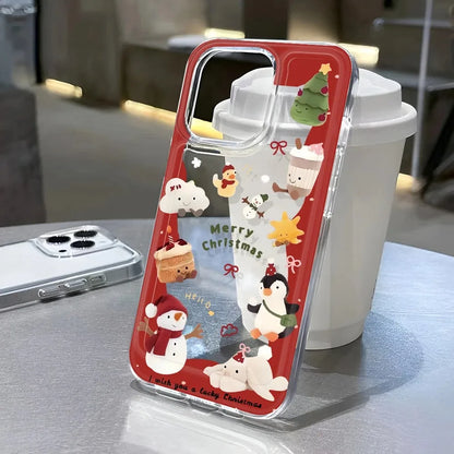 Hello Christmas Santa Claus Phone Case For iPhone 17 16 15 14 Plus 13 12 11 Pro Max 17Air Christmas Pattern Clear Phone Cover