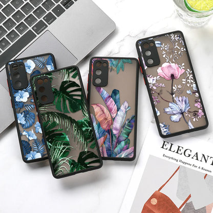 Green Leaves Matte Case For Samsung A55 A54 5G A53 A52 A35 A34 A33 A32 4G A13 A05 S24 Ultra S23 S22 Plus S21 FE S20 Soft Cover