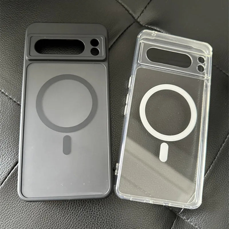 Transparent Shockproof PC+TPU Magsafe Case For Google Pixel 9 Pro XL 8 Pro 9a 8a Frosted Magnetic Wireless Charging Phone Cover