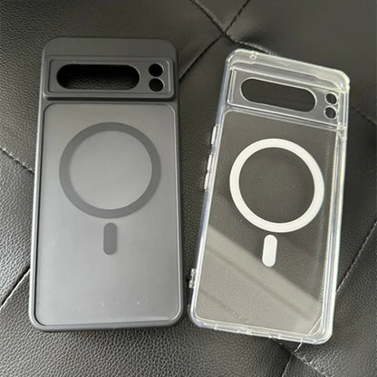 Transparent Shockproof PC+TPU Magsafe Case For Google Pixel 9 Pro XL 8 Pro 9a 8a Frosted Magnetic Wireless Charging Phone Cover