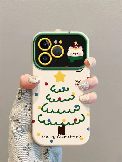 Star Christmas Tree Cartoon Cute Puppy Kawaii Phone Case For iPhone 17 air 16 15 14 13 12 11 Pro XR XS X Max 7 8 Plus Y2K Cover